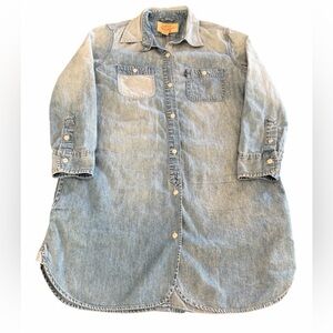 Levis Denim Dress Womens XS Shirt Dress Button Up Long Sleeve Western Boho EUC
